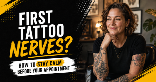First tattoo nerves, how to stay calm before your appointment, relaxed first-time client preparing with TN100 tattoo numbing cream by Tattoo Numbing Australia