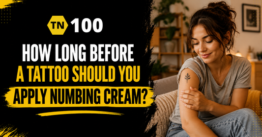 How long before a tattoo to apply numbing cream, correct timing with TN100 by Tattoo Numbing Australia