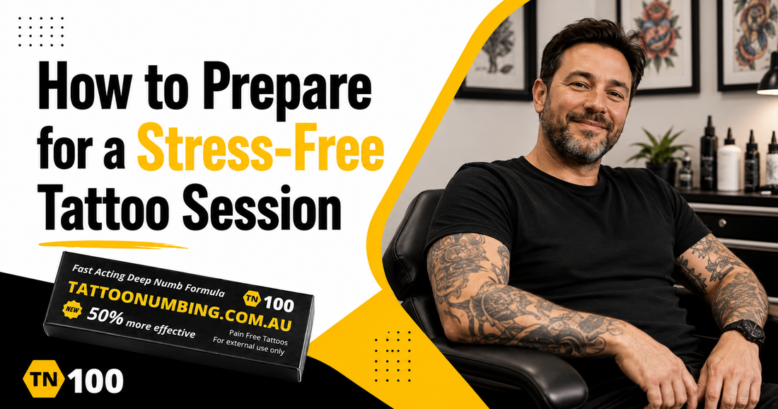 How to prepare for a stress free tattoo session, TN100 tattoo numbing cream prep checklist by Tattoo Numbing Australia