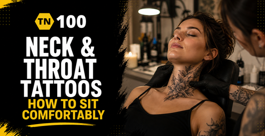 Neck and throat tattoos, how to sit comfortably through a thin-skinned spot with TN100 by Tattoo Numbing Australia